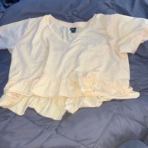 small cropped orange shirt from target with ruffles on the bottom